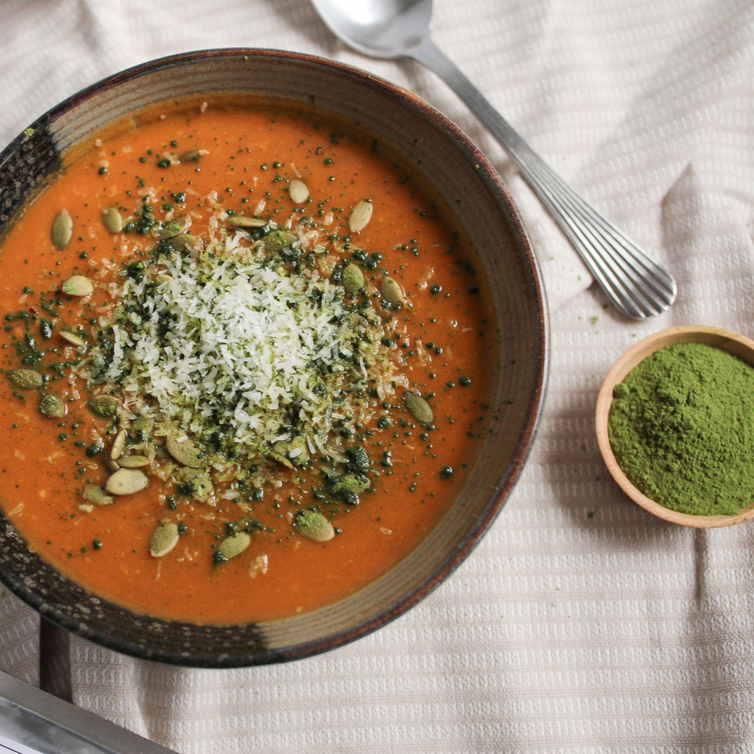 Pumpkin Spice Matcha Pudding