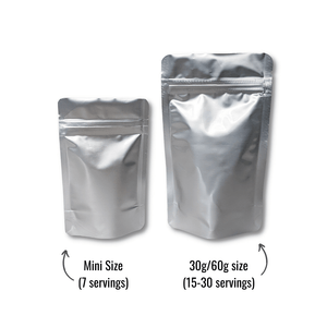 Comparison of different matcha bag sizes