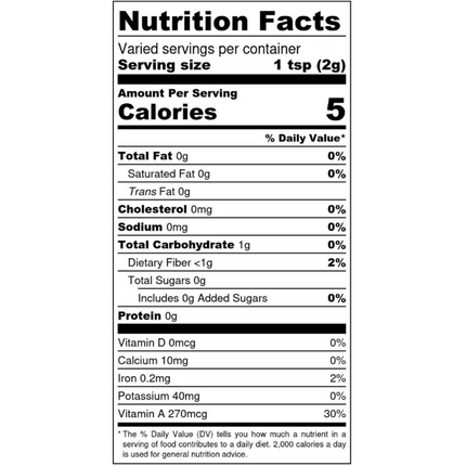 Cardamom Matcha Nutrition Facts